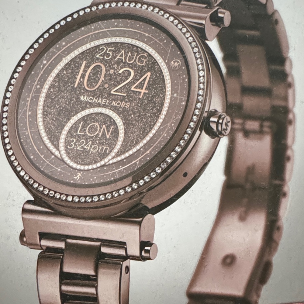 Michael Kors Metallic Smartwatch with Crystal Accents